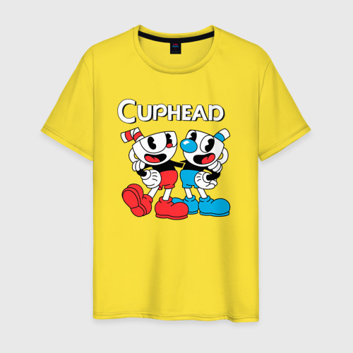 Мужская футболка хлопок Cuphead Чашечки, цвет желтый