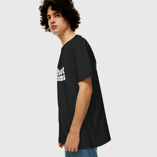 Мужская футболка хлопок Oversize I love Hot moms, цвет черный - фото 5