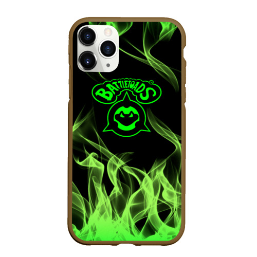 Чехол для iPhone 11 Pro матовый Battletoads боевые жабы огонь, цвет коричневый