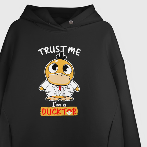 Женское худи Oversize хлопок I'm Ducktor, цвет черный - фото 3