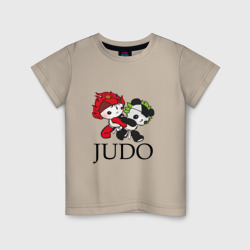 Детская футболка хлопок Панды дзюдоисты Panda judo
