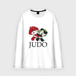 Мужской лонгслив oversize хлопок Панды дзюдоисты Panda judo