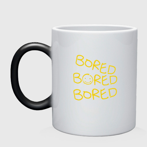 Кружка хамелеон Bored bored bored, цвет белый + черный