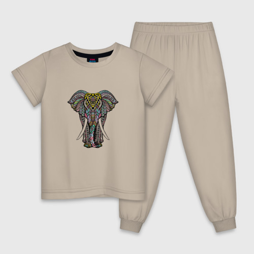 Детская пижама хлопок Indian elephant, цвет миндальный