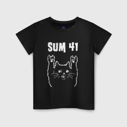 Детская футболка хлопок Sum41 рок кот