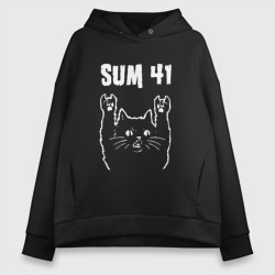 Женское худи Oversize хлопок Sum41 рок кот