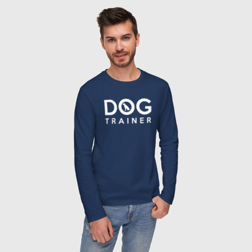 Мужской лонгслив хлопок Dog Trainer, цвет темно-синий - фото 3