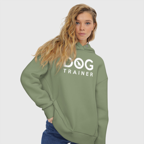 Женское худи Oversize хлопок Dog Trainer, цвет авокадо - фото 4