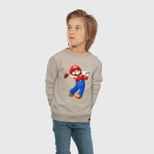 Детский свитшот хлопок с принтом Марио - крутейший гольфист / Super Mario, вид сбоку #3