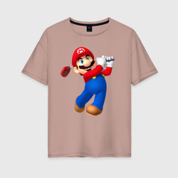 Женская футболка хлопок Oversize Марио - крутейший гольфист Super Mario