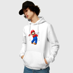 Толстовка с принтом Марио - крутейший гольфист Super Mario для мужчины, вид на модели спереди №2. Цвет основы: белый