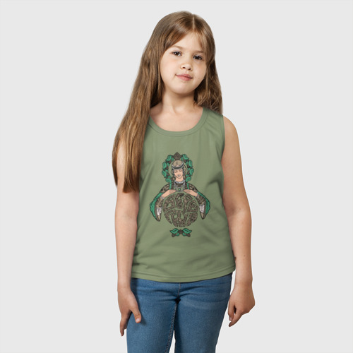 Детская майка хлопок Древнеславянская богиня: Берегиня, цвет авокадо - фото 3
