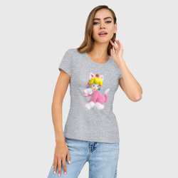 Женская футболка хлопок Slim Принцесса Персик - кошка Super Mario 3D Land - фото 2