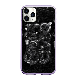 Чехол для iPhone 11 Pro матовый Чб Блестящая Змея Snake Shine