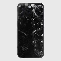 Чехол для iPhone 16 Pro Max силиконовый с защитой камеры Змеиный Паттерн Snake Black