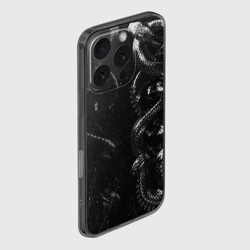 Чехол для iPhone 16 Pro Max силиконовый с защитой камеры Змеиный Паттерн Snake Black - фото 2