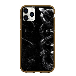 Чехол для iPhone 11 Pro матовый Змеиный Паттерн Snake Black