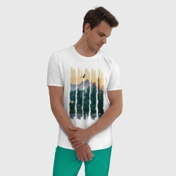 Мужская пижама с белой футболкой хлопок Горные Походы и Птицы - фото 2