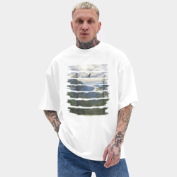Мужская футболка Oversize хлопок texturе Горы, небо и птицы - фото 2