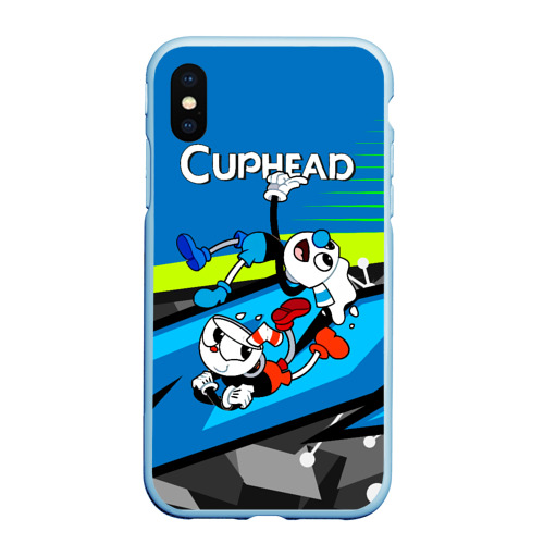 Чехол для iPhone XS Max матовый 2 чашечки Cuphead, цвет голубой