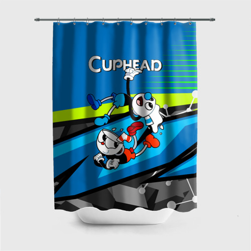 Штора 3D для ванной 2 чашечки Cuphead