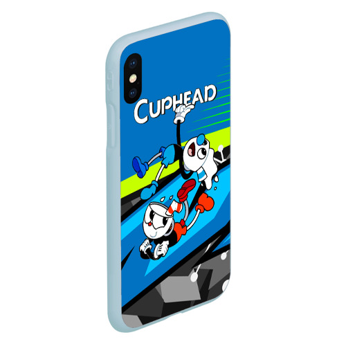 Чехол для iPhone XS Max матовый 2 чашечки Cuphead, цвет голубой - фото 3