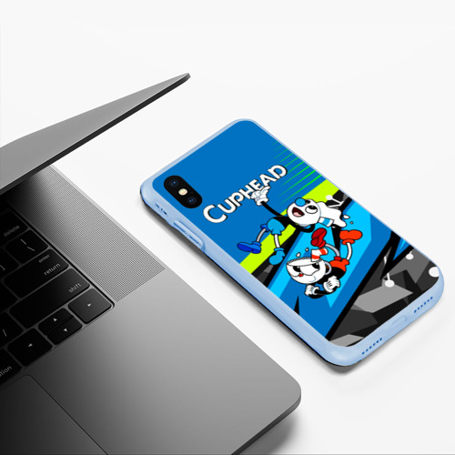 Чехол для iPhone XS Max матовый 2 чашечки Cuphead, цвет голубой - фото 5