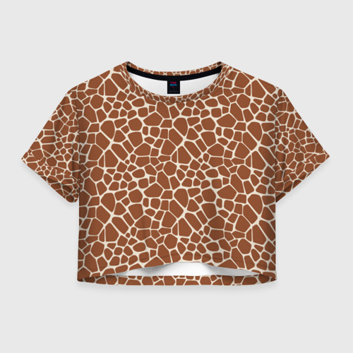 Женская футболка Crop-top 3D Шкура Жирафа - Giraffe, цвет 3D печать