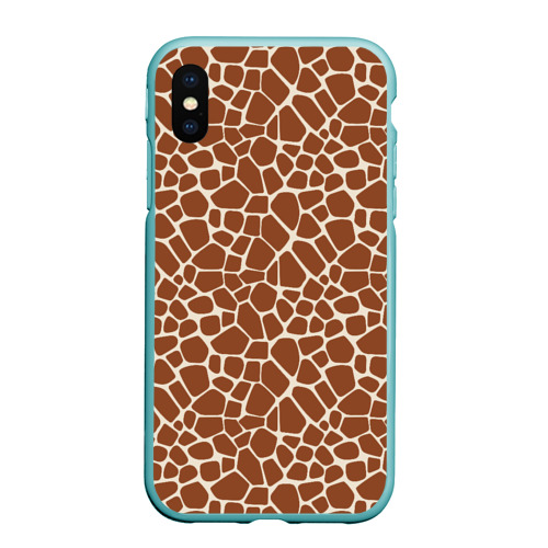 Чехол для iPhone XS Max матовый Шкура Жирафа - Giraffe, цвет мятный