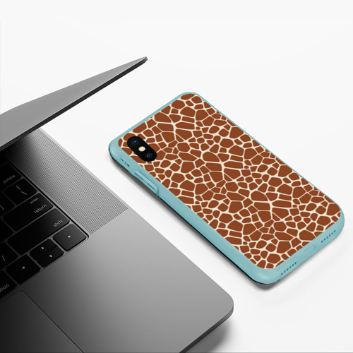 Чехол для iPhone XS Max матовый Шкура Жирафа - Giraffe, цвет мятный - фото 5