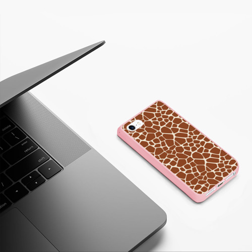 Чехол для iPhone 5/5S матовый Шкура Жирафа - Giraffe, цвет баблгам - фото 5