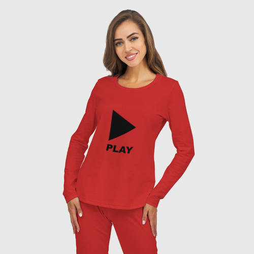 Женская пижама с лонгсливом хлопок Play me, цвет красный - фото 5