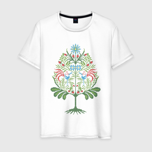 Мужская футболка хлопок Оберег Дерево Жизни, цвет белый