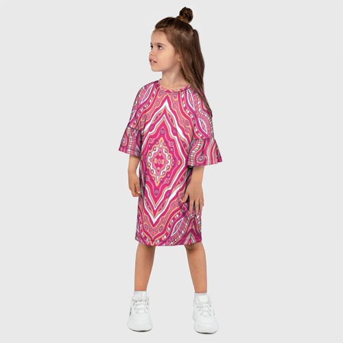 Детское платье 3D Абстракция. Узор розового цвета, цвет 3D печать - фото 3