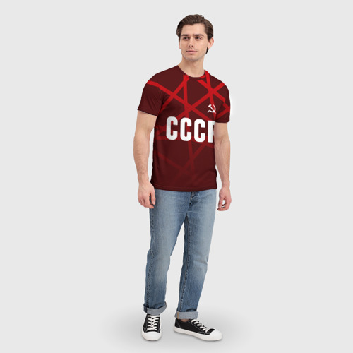 Мужская футболка 3D СССР красные линии, цвет 3D печать - фото 5