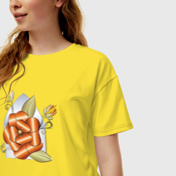 Женская футболка хлопок Oversize Металлическая роза в конверте - фото 2