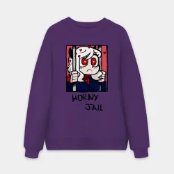 Мужской свитшот oversize без начеса хлопок Helltaker horny jail