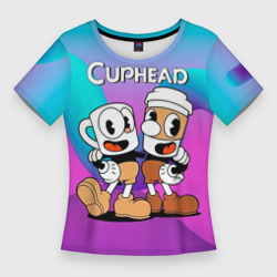 Женская футболка 3D Slim Чашечки   cuphead