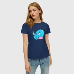 Женская футболка хлопок Большой  голубой слон - фото 2