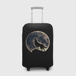 Чехол для чемодана 3D Силуэт волка под луной
