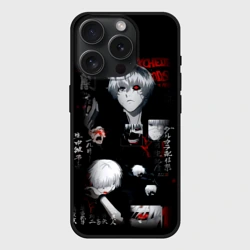 Чехол силиконовый для Apple iPhone 15 Pro Мax матовый Токийский Гуль Иероглифы Tokyo Ghoul