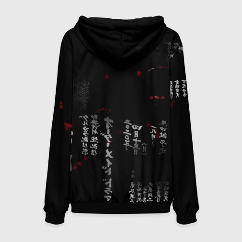 Мужская толстовка 3D с принтом Токийский Гуль Иероглифы Tokyo Ghoul, вид сзади #1