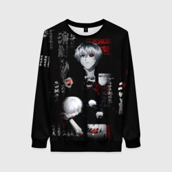 Женский свитшот 3D Токийский Гуль Иероглифы Tokyo Ghoul