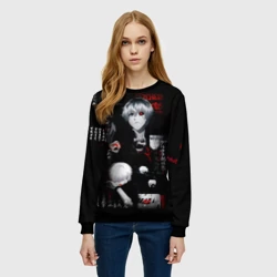 Женский свитшот 3D Токийский Гуль Иероглифы Tokyo Ghoul - фото 2