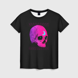 Женская футболка 3D Неоновый череп с огоньками