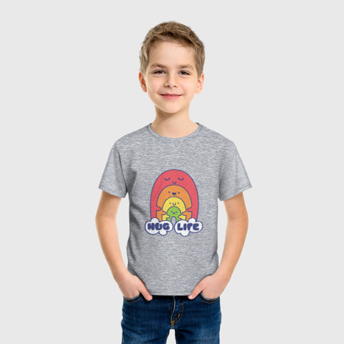 Детская футболка хлопок с принтом Обними жизнь, фото на моделе #1