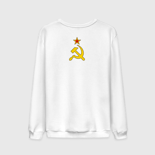 Мужской свитшот хлопок Бабушка с флагом - символ СССР, цвет белый - фото 2