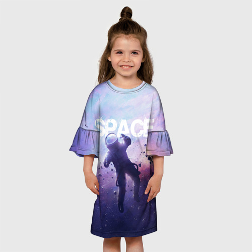Детское платье 3D с принтом Space walk, вид сбоку #3