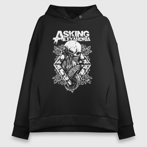 Женское худи Oversize хлопок Asking alexandria Александрия, цвет черный