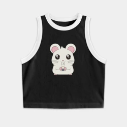 Женская укороченная майка-топ хлопок Мышонок с суши